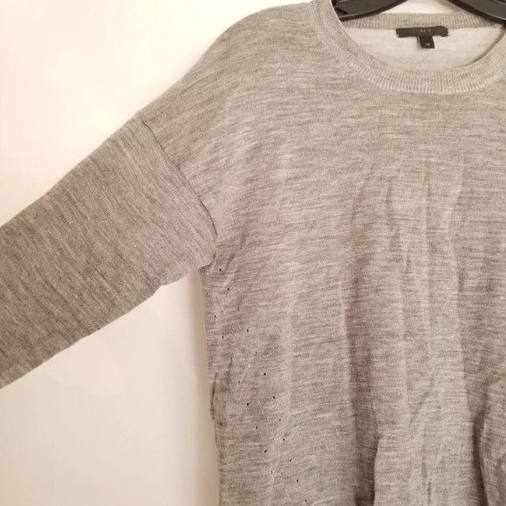 J. Crew Heather Gray Lightweight Merino Wool Cotton Knit Long Sleeve Sweater XS